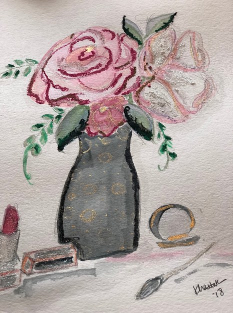 flowers-lipstic-powder-mixed-media-illustration